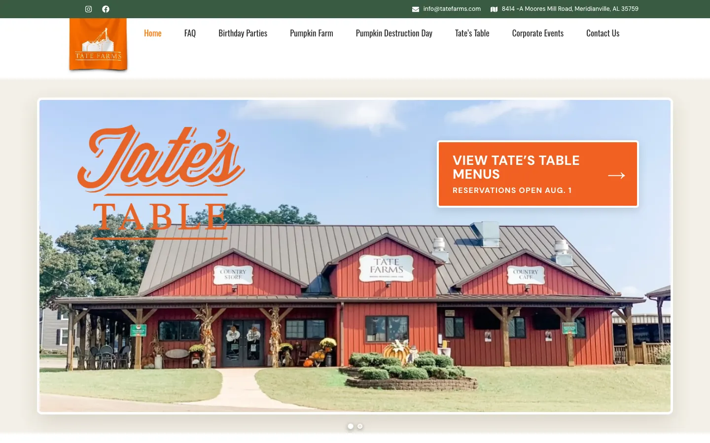 Tate Farms home page