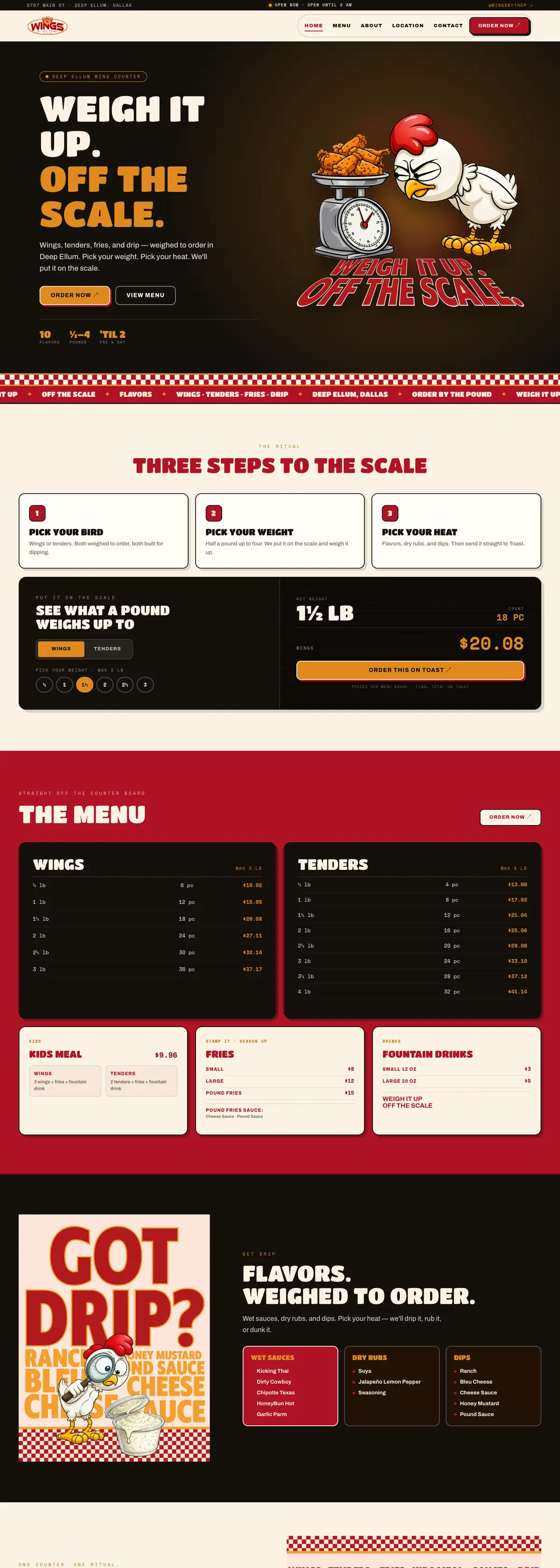 Wings by the Pound website